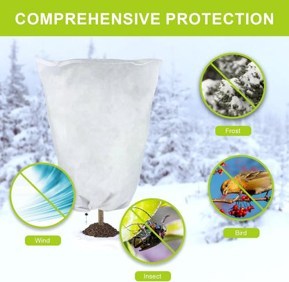 Multi-Size Winter Plant Protection Bag – Non-Woven Anti-Frost Cover with Zipper & Drawstring for Cold Weather Vegetation