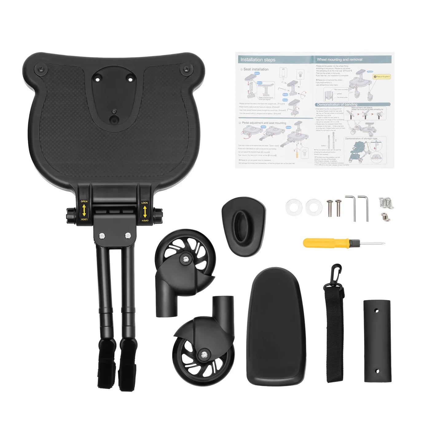 2-in-1 Universal Stroller Buggy Board with Detachable Seat – Pram Pedal Adapter for Kids, 25kg Load Capacity