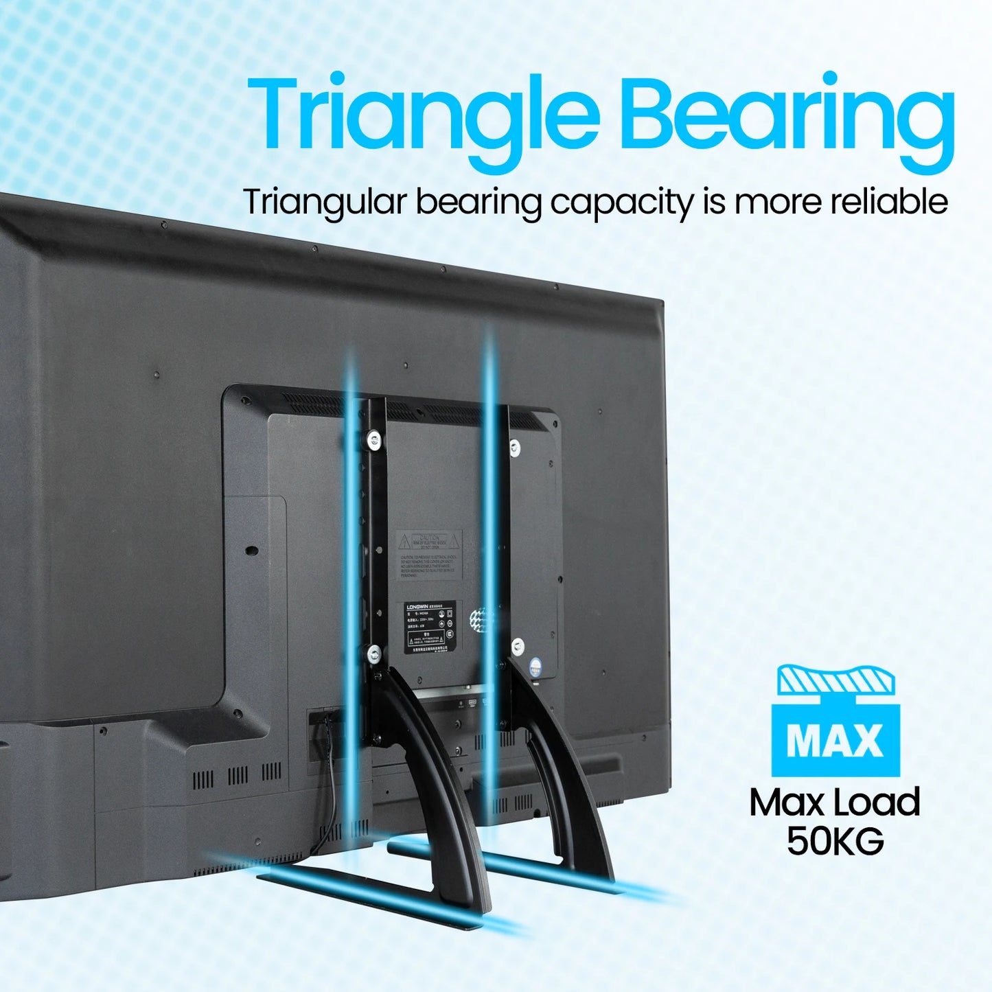 Universal TV Stand – Height Adjustable Base for TVs up to 75", Max VESA 600x400mm, Holds up to 110lbs