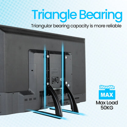 Universal TV Stand – Height Adjustable Base for TVs up to 75", Max VESA 600x400mm, Holds up to 110lbs