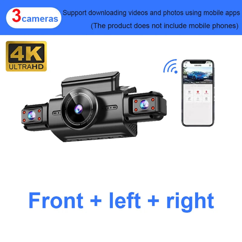 4 Channel Hidden Tachograph 4K Ultra HD Mini Dash Cam – Four Cameras with Rear View DVR, 24H Parking Monitor, BlackBox Video Recorder