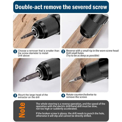 Double Head Screw Extractor Set | Broken Thread & Wire Remover, 4341 Hexagon Drill for Broken Screws