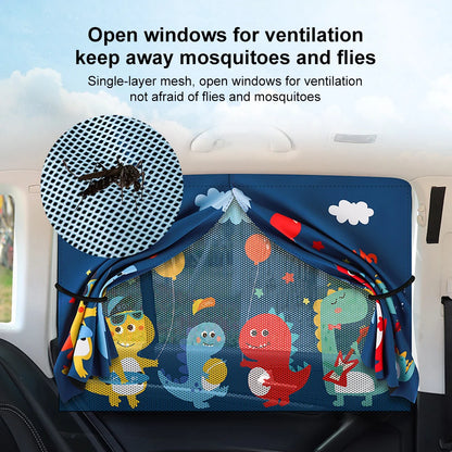 Magnetic Cartoon Car Curtain - Side Window Sunshade with Sun Protection and Heat Insulation for Children