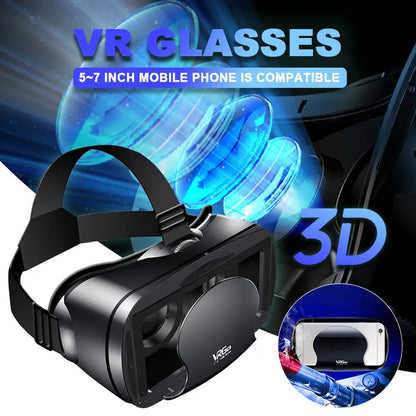 3D VR Headset – Virtual Reality Smart Glasses Helmet for Smartphones with Controllers and 7-Inch Lenses