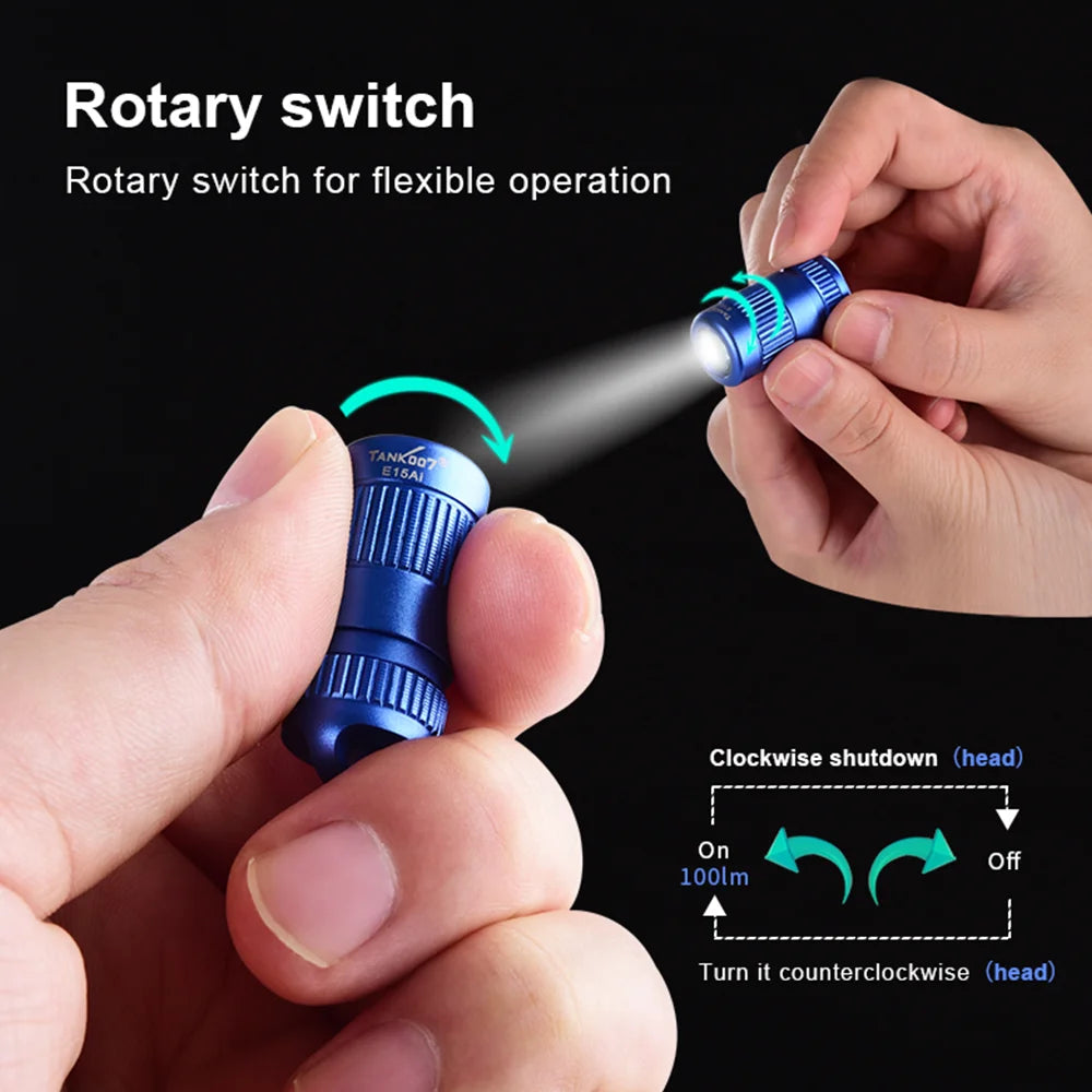 Tank007 E15 Pocket LED Flashlight Keychain – Portable High-Power White Light for Outdoor, Hiking & Emergency