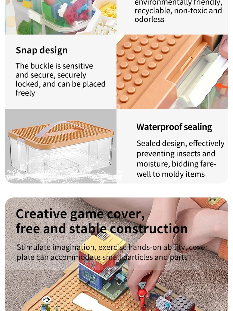 Brick-Shaped Building Blocks Storage Box for Kids – Stackable Plastic ...