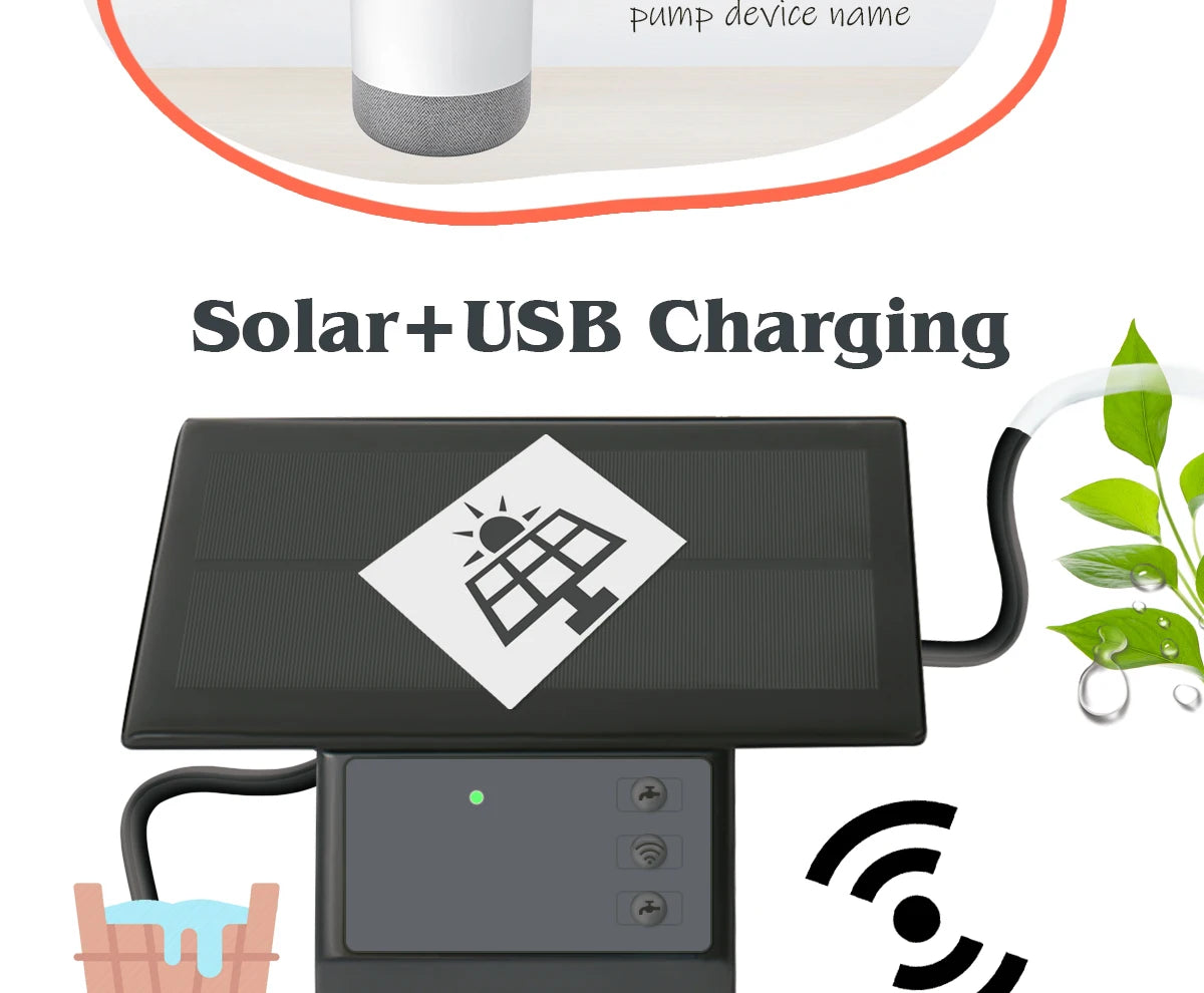 Tuya WiFi Solar Smart Drip Irrigation System — Remote Control Watering Kit for Garden & Balcony Plants