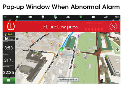 JMCQ USB Android TPMS Tire Pressure Monitoring System – 5 Internal/External Sensors with Display & Alarm for Car Navigation Radio