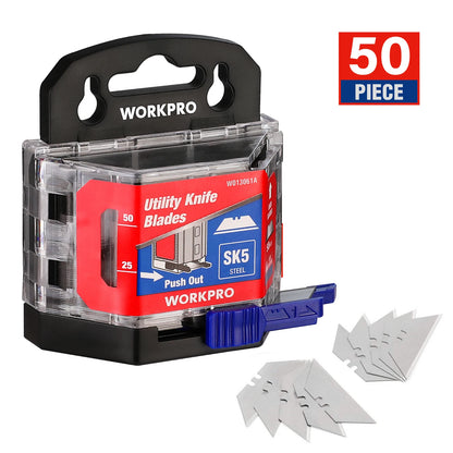 WORKPRO Utility Knife Blades - 5/50/100 PCS, SK5 Steel, Heavy Duty Replacement Blades for Knives