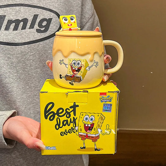 Potdemiel SpongeBob & Patrick Star Ceramic Mug — Kawaii Cartoon Anime Water Cup, Cute Gift for Friends’ Birthdays