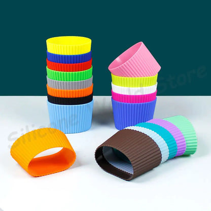 Silicone Coffee Cup Cover & Sleeve — Anti-Scalding, Anti-Slip Universal Tapered Thread Mug Protector for Ceramic & Glass Cups