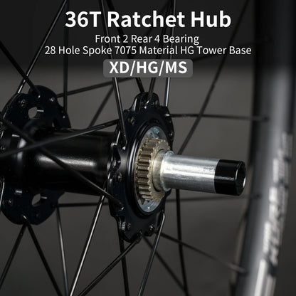 KORE MTB Carbon Wheelset – 27.5/29in Enduro & Downhill with 36T Ratchet HG Hub, BOOST, 28H, 30–36mm Width