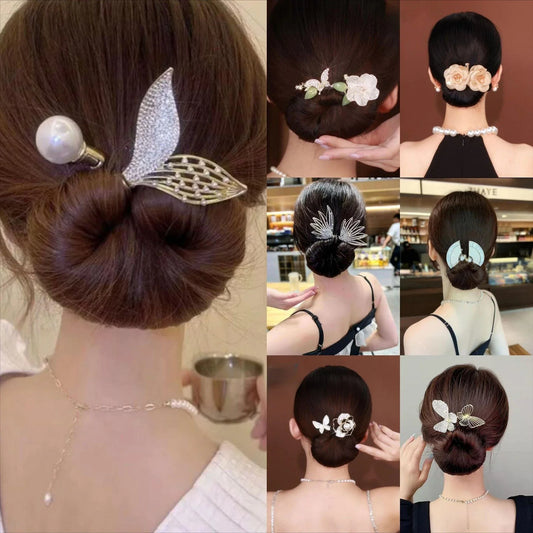 Headband Roller Hair Curler - Donut Bun Maker Lazy Hairpin Tool with Bow Rabbit Ear Design, Women's Magic Hairstyle Ring Accessories