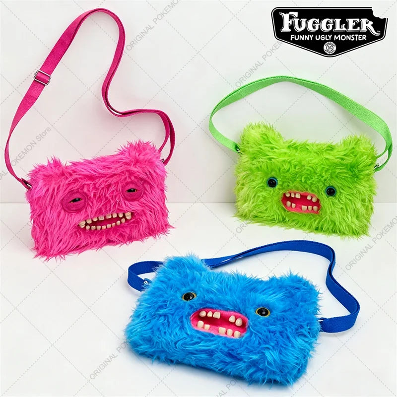 Original Fuggler Ugly Teeth Monster Plush Crossbody Bag – Kawaii Screech Mr. Buttons Shoulder Doll Gift