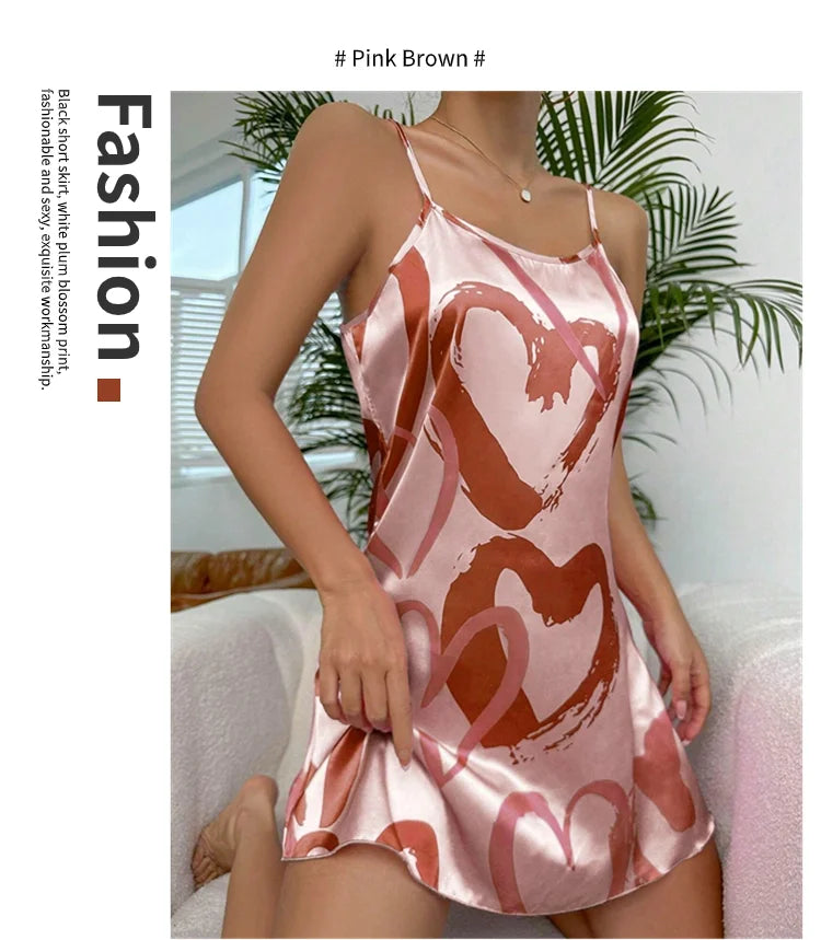 Women’s Sexy Satin Slip Nightdress - Backless Cross Strappy Sleepwear for Luxurious Comfort