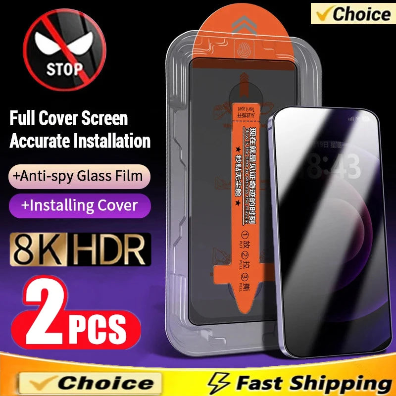 Anti-Spy Privacy Screen Protector for iPhone 11–16 Series – Dust-Free Glass for Pro Max, Mini, Plus, XS, XR, 7, 8