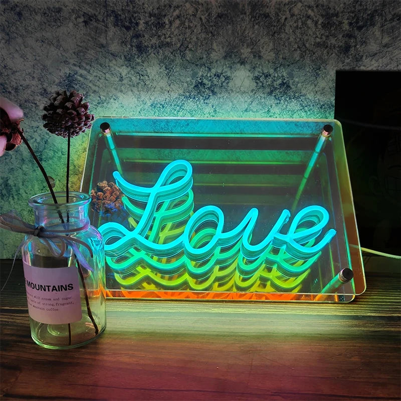 Neon 3D LED Table Lamp – Colorful Thousand Layer Mirror Light for E-Sports, Bedroom, Birthday & Party Decor