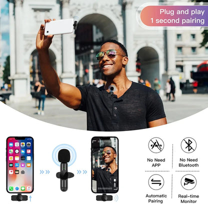 K61 Wireless Lavalier Microphone – Mini Mic for iPhone, iPad, Android, Laptop, and Live Streaming