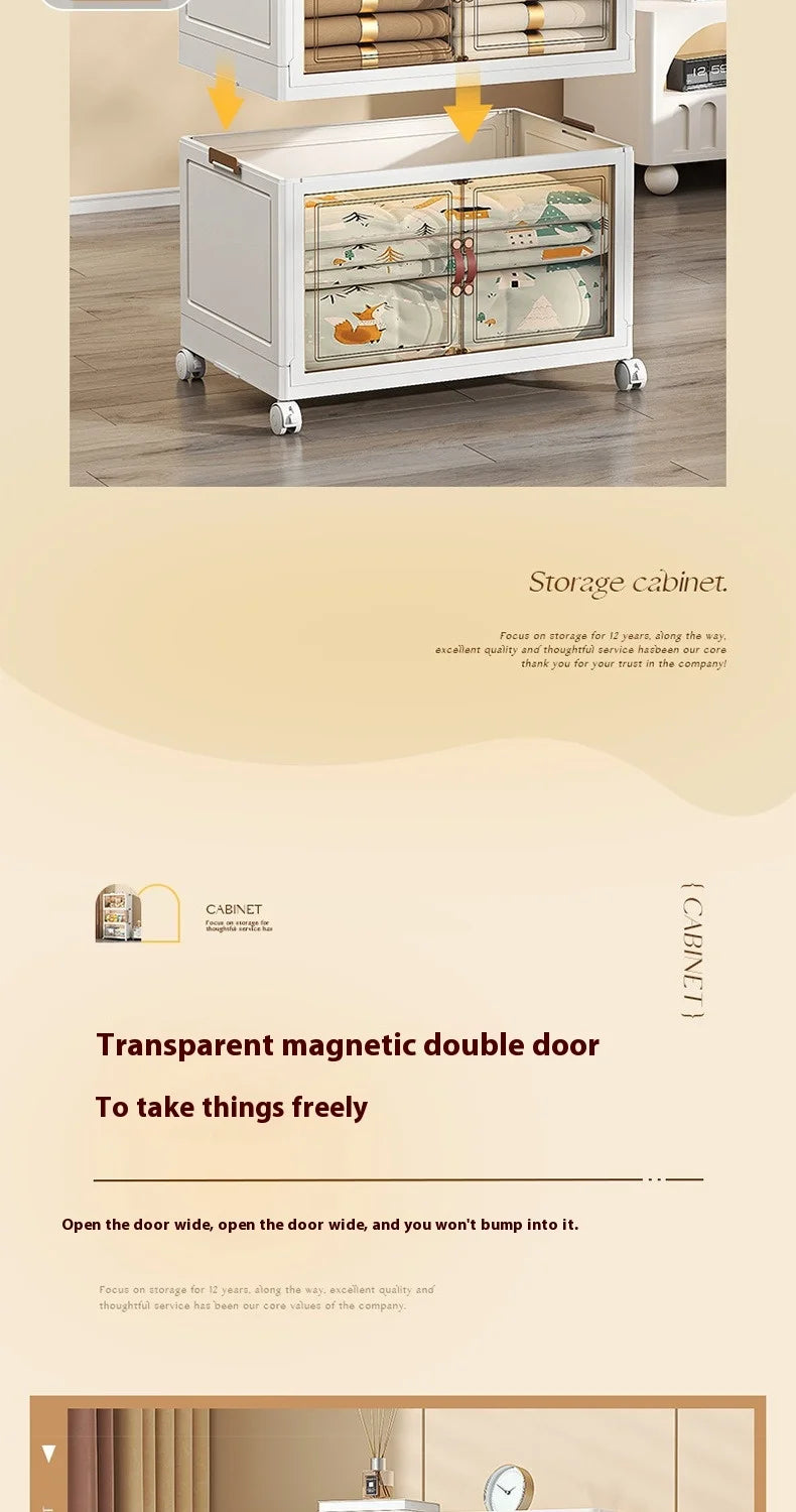 3/4/5 Layers Folding Cabinet Closet Organizer – Stackable Storage Box with Wheels, Large Capacity for Living Room Sundries