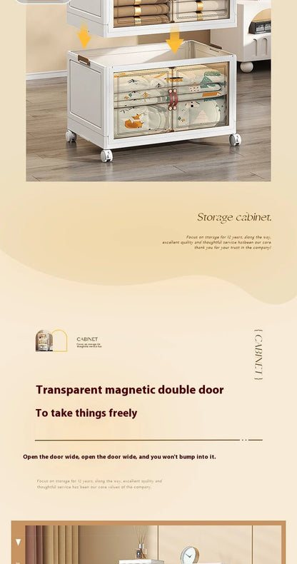 3/4/5 Layers Folding Cabinet Closet Organizer – Stackable Storage Box with Wheels, Large Capacity for Living Room Sundries