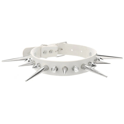 Goth Long Spike Choker – Punk Faux Leather Collar for Women & Men, Big Rivets Studded Gothic Style Necklace Accessories