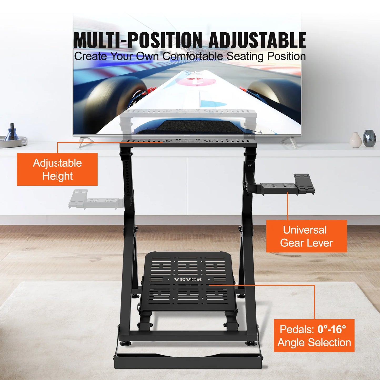 SucceBuy Foldable Racing Wheel Stand — Height Adjustable Universal Base for Logitech & Thrustmaster Wheels