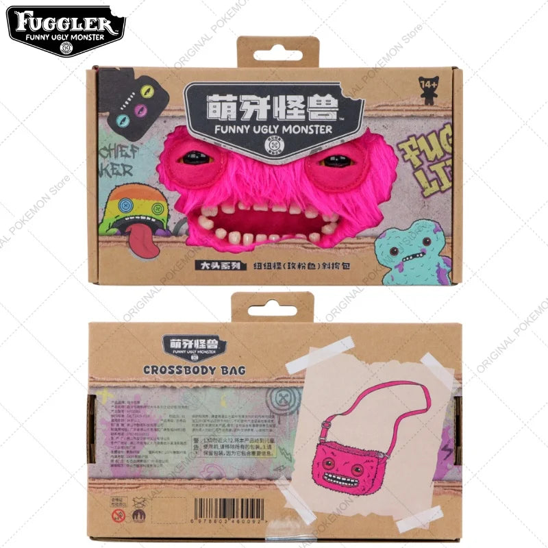 Original Fuggler Ugly Teeth Monster Plush Crossbody Bag – Kawaii Screech Mr. Buttons Shoulder Doll Gift