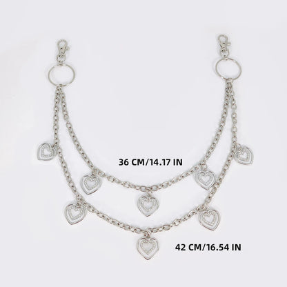 Unisex Jeans Pants Chain Belts - Punk Metal Crescent Geometric Bag Chain, Hip Hop Hipster Keychain for Men & Women