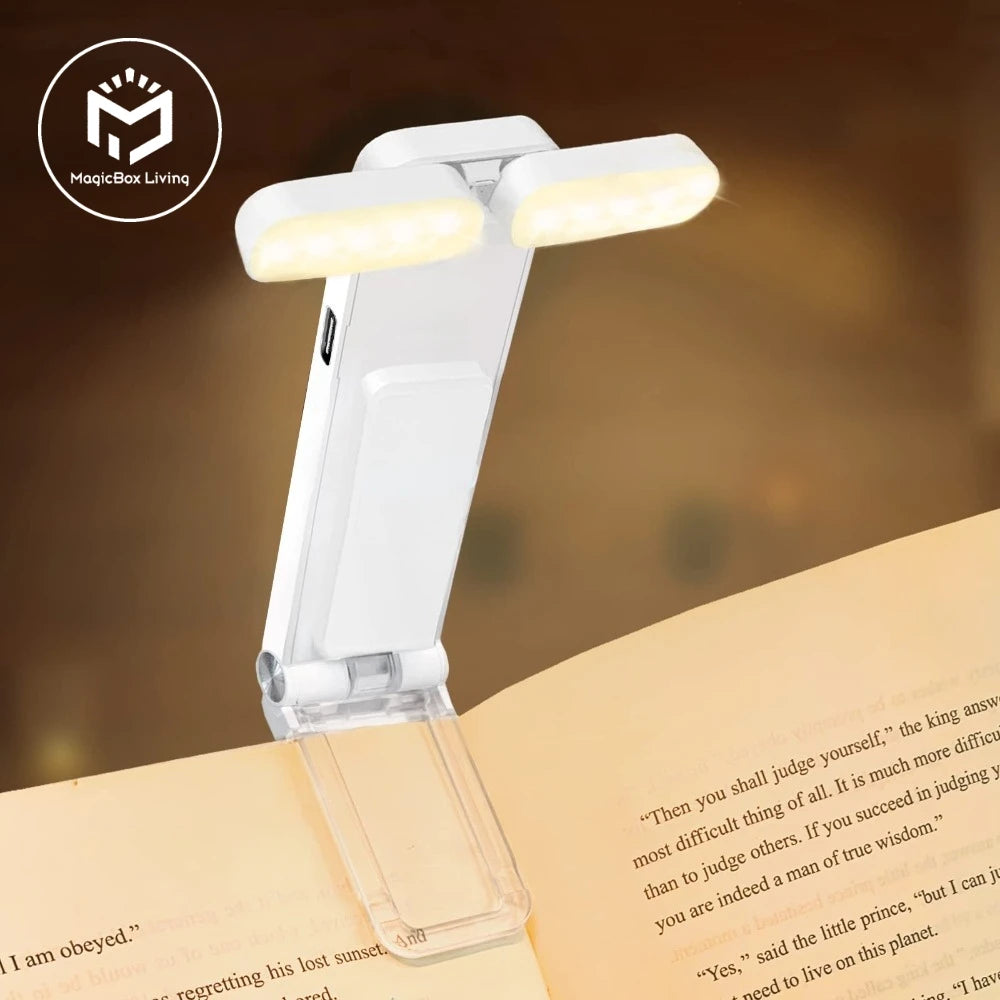 USB Rechargeable Reading Light - Portable LED Clip-On Bookmark for Nighttime Reading in Bed