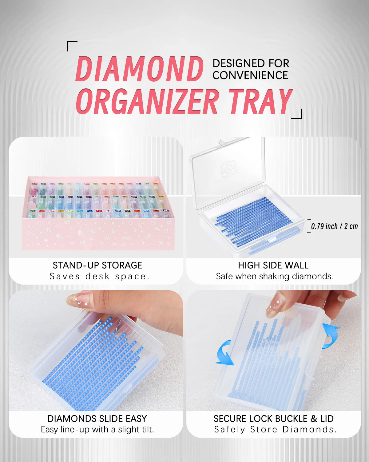 45pcs Diamond Painting Accessories – 2 in 1 Storage Trays with Lids & Bead Organizer