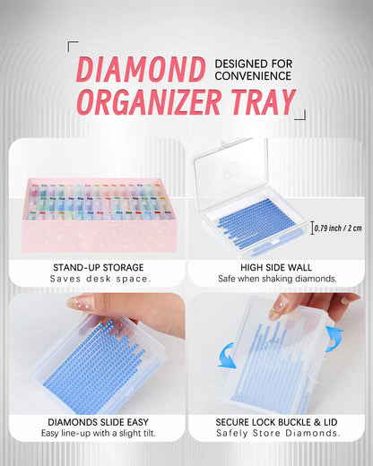 45pcs Diamond Painting Accessories – 2 in 1 Storage Trays with Lids & Bead Organizer