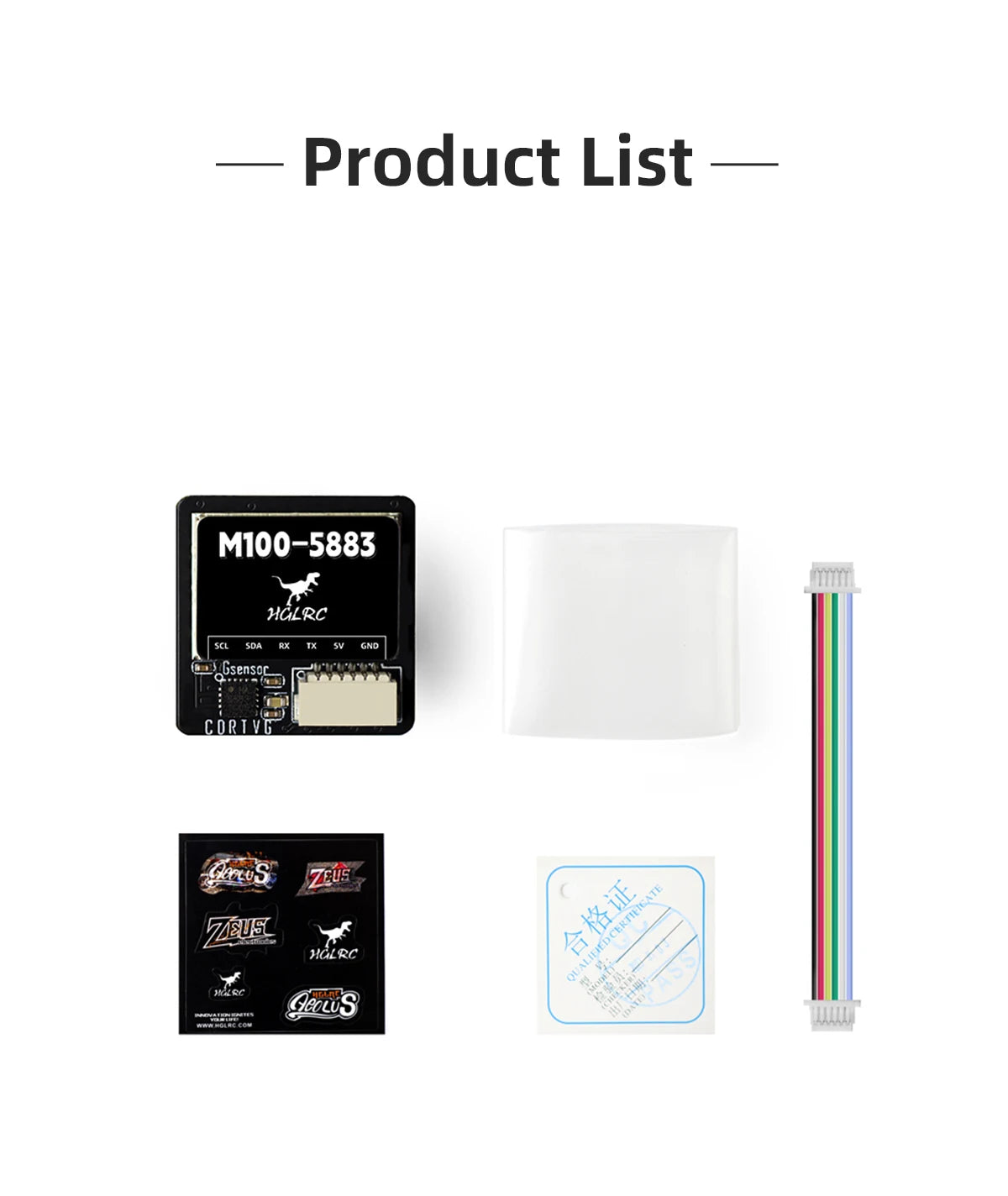 HGLRC M100-5883 M10 GPS Module with Compass – Ceramic Antenna & On-board LEDs, 21x21mm for RC Airplane FPV Long Range