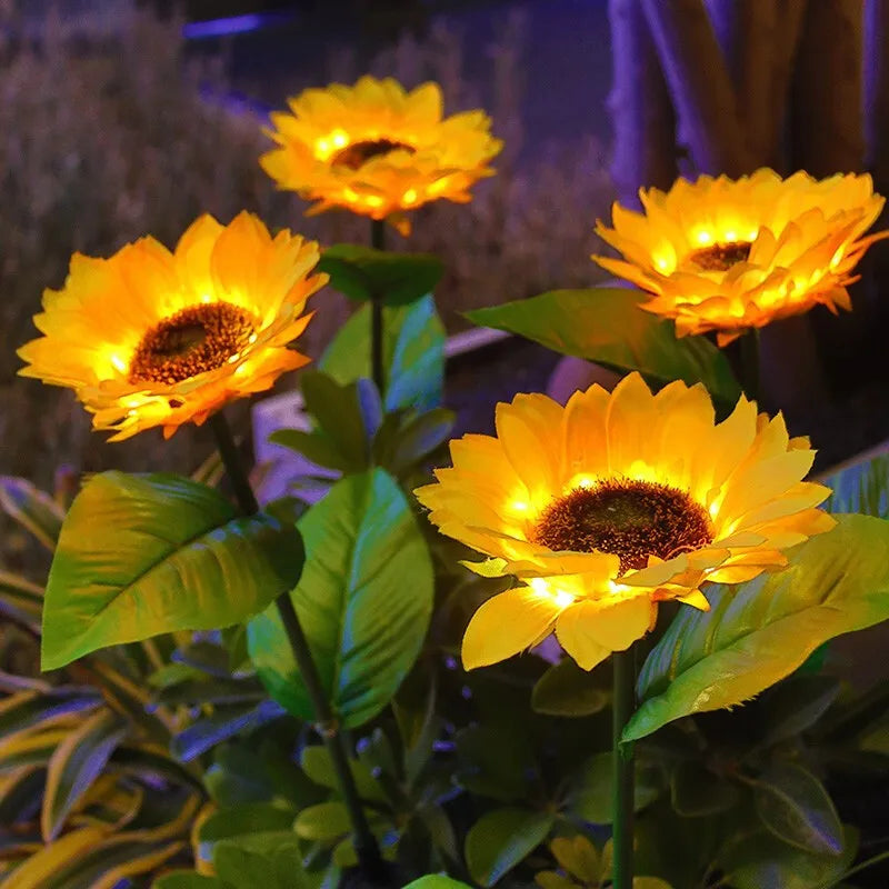 3 Heads LED Solar Sunflower Light – Garden and Lawn Night Lights, Landscape Lamp for Home Decoration and Christmas