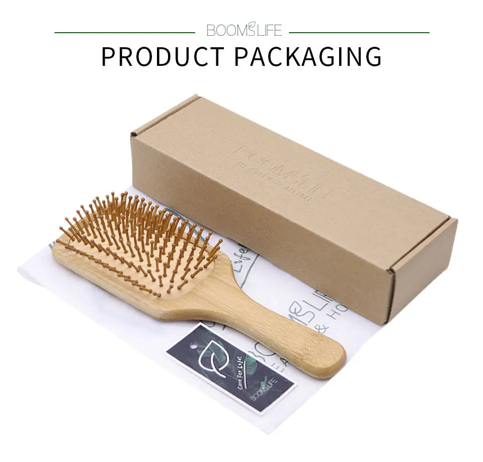 Bamboo Hair Brush for Women – Wide Tooth Styling Comb, Scalp Massage Brush for Smooth Hair & Barber Use