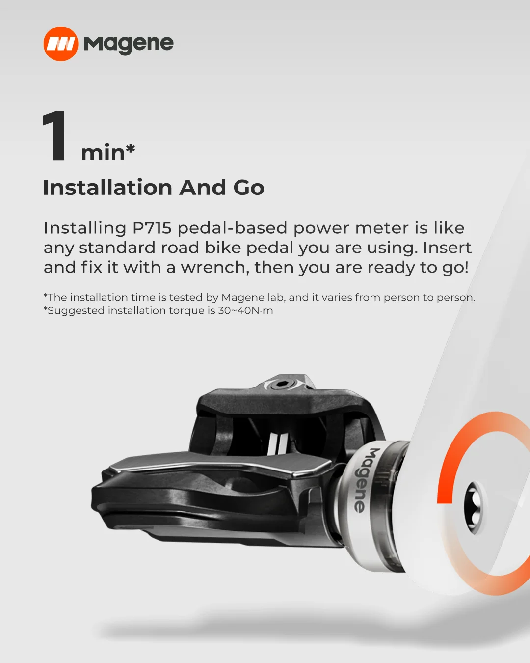 Magene P715 Bike Power Meter Pedals — 1% Accuracy Cadence & Balance, Compatible with KEO & SPD-SL Cycling Pedals