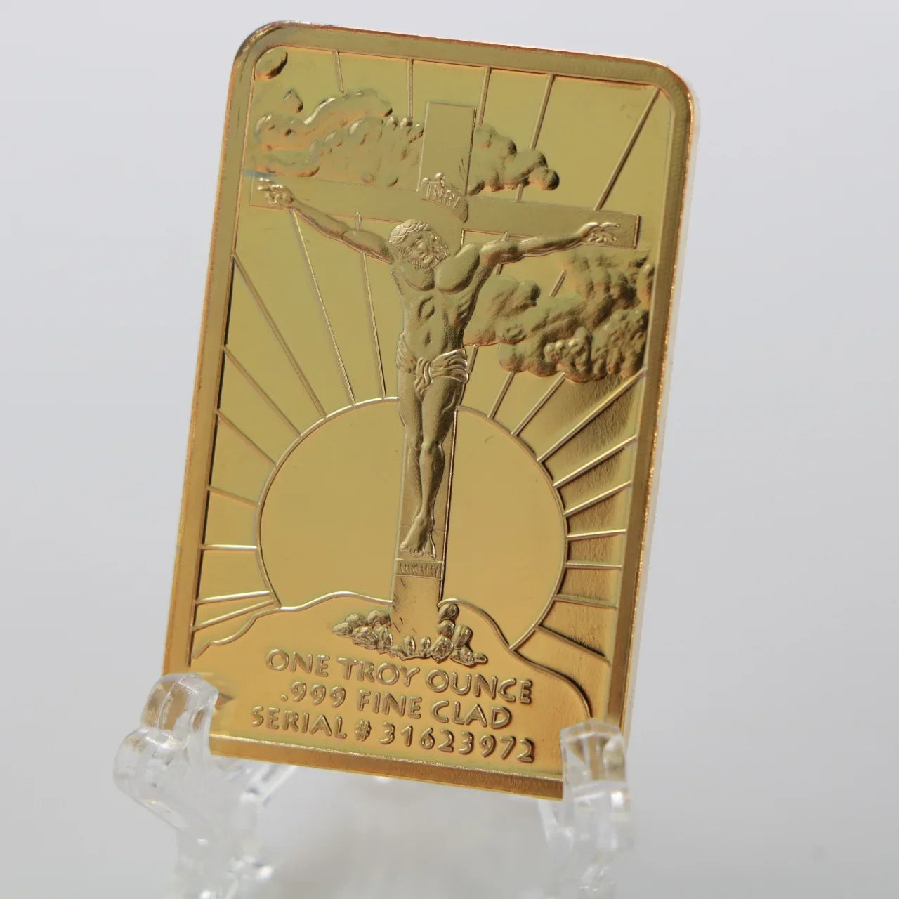 1 OZ Gold Replica Bar – Last Supper Jesus & Angel 999 Gold-Clad Christian Commemorative Coin