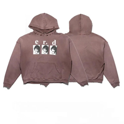 2025SS Ripped E.R.D. Hoodie – Men & Women Slogan Print Short Wide Sweatshirt