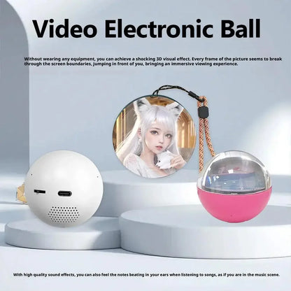 3D Video Crystal Ball — DIY Memory Art Glass Lamp with 2.7" Screen, 4GB Video Player, Spherical Pixel Display, Perfect Gift