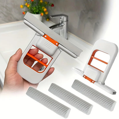 4-in-1 Desktop Cleaner – 1 Mop & 3 Sponges, Foldable Handheld No-Wash Cleaning System for Home, Office & Kitchen