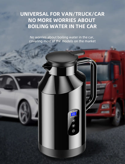 Yangood Portable Car Kettle 1500ML — Large Capacity 304 Stainless Steel Water Heater, 12V/24V for Travel, Tea, and Coffee