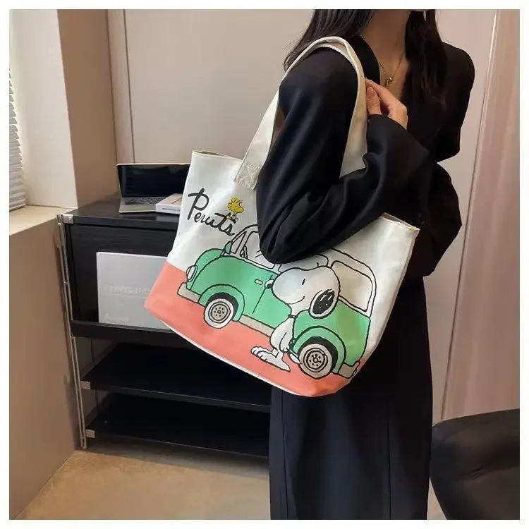 Snoopy Girl Cartoon Canvas Bag – Cute, Lightweight, Large Capacity Shoulder Bag for Travel & Casual Use