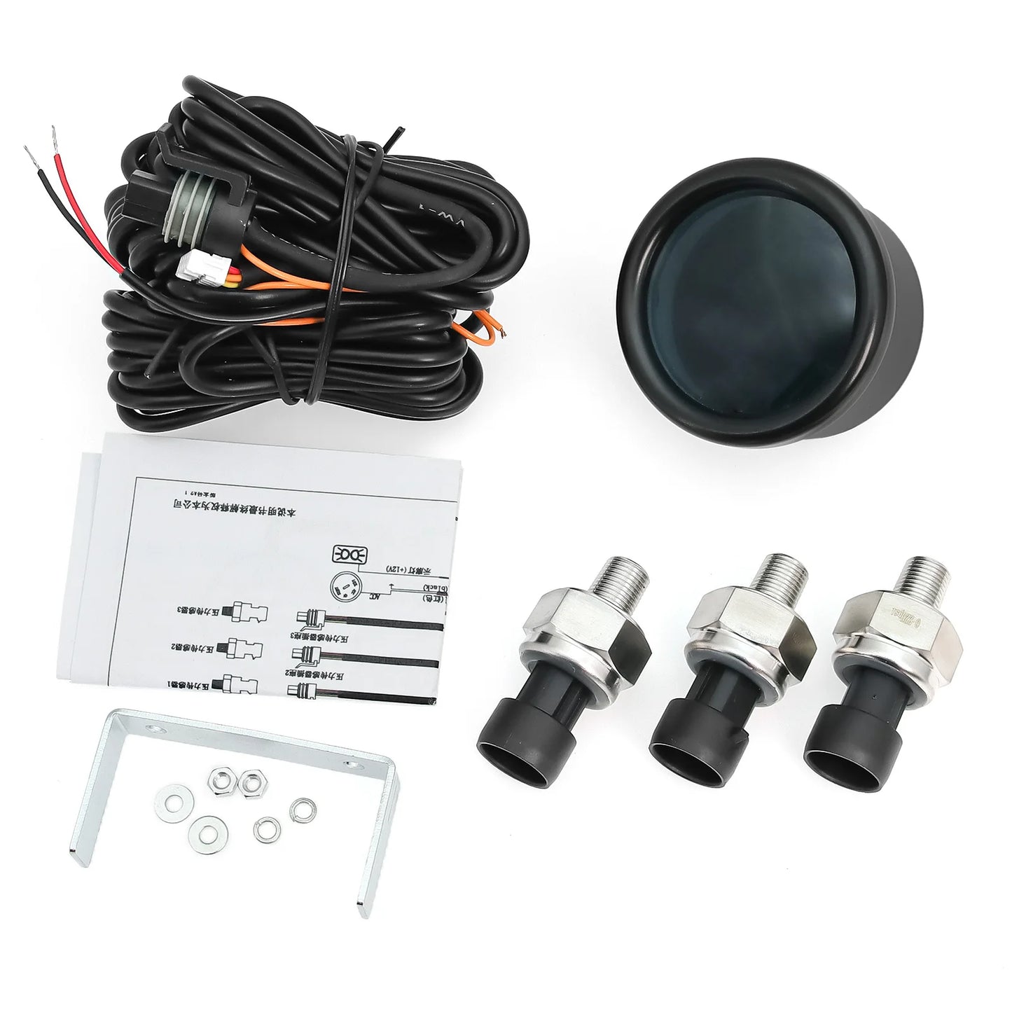 Triple Dual Display Air Pressure Gauge – LED Digital Suspension Gauge 0-220 PSI with 1/8 NPT Sensors for Car