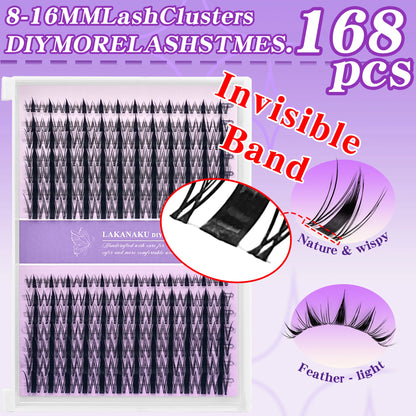 LAKANAKU Invisible Bond Lash Fairy Cluster – Wispy Manga & Manhua Style DIY Eyelash Fans