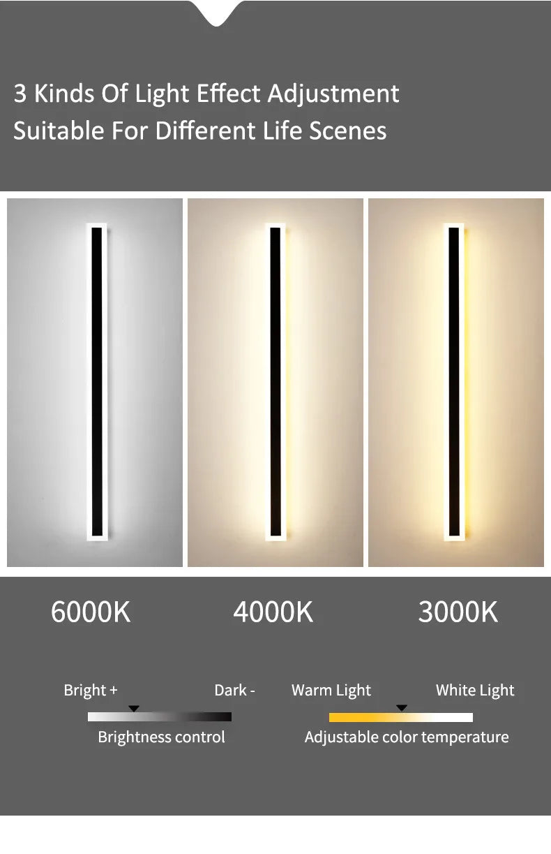 Outdoor Wall Lamp – IP65 Waterproof LED Long Corridor & Staircase Light, Balcony, Villa & Garden Entrance Lighting