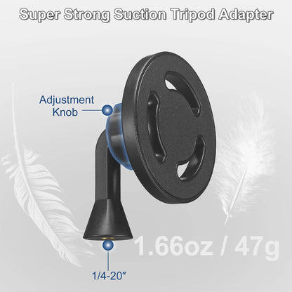 Magnetic Phone Tripod Mount Adapter with 1/4"-20 Hole - For MagSafe iPhone 15/14/13/12, Plus, Pro Max, Magsafe Case, Selfie Stick