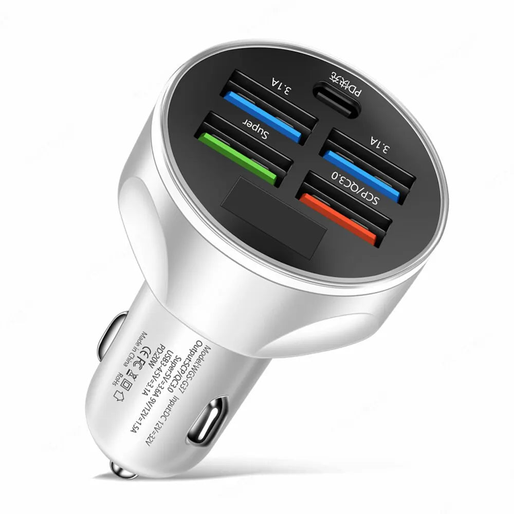 4 USB PD 250W Car Charger: Type C Fast Charging Adapter for iPhone, Samsung, Huawei, Xiaomi - QC 3.0 Compatible