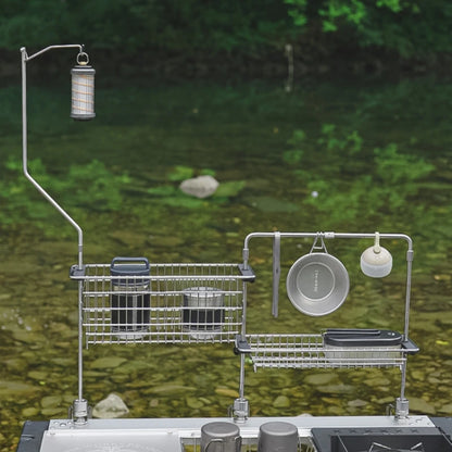 Portable Stainless Steel Light Pole Bracket — Outdoor IGT Table Supply and Desktop Mount Camping Table Accessory