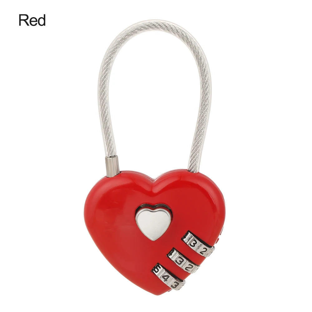 Heart-Shaped 3-Digit Password Lock – Travel Luggage & Suitcase Padlock for Security & Drawer Protection