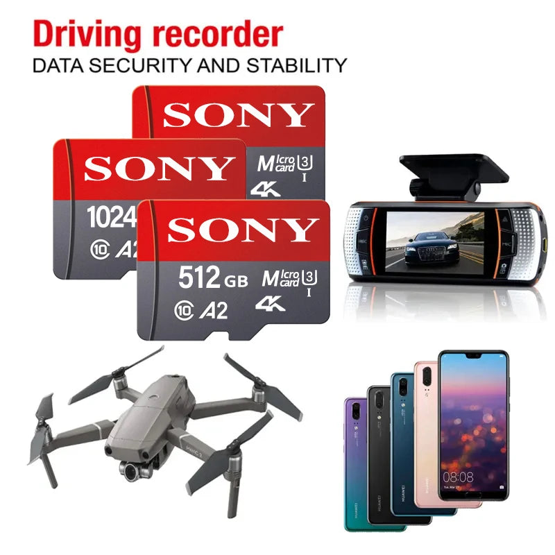 SONY High-Speed Micro SD Card – 128GB, 64GB, 256GB, 512GB, 1TB Memory Card for Phone, Camera & Tablet PC