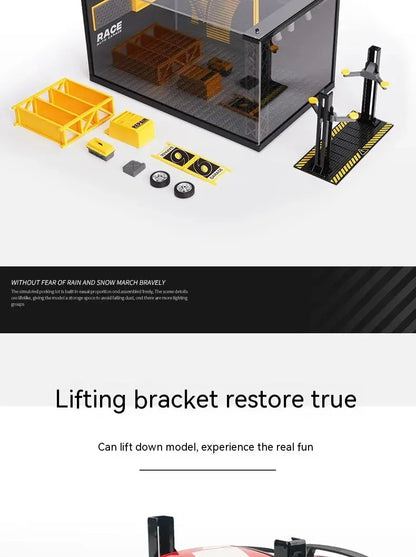 1:24 / 1:32 Scale Light-Up Parking Lot Toy – DIY Assembly Diecast Alloy Car Garage Scene for Display & Kids Gift